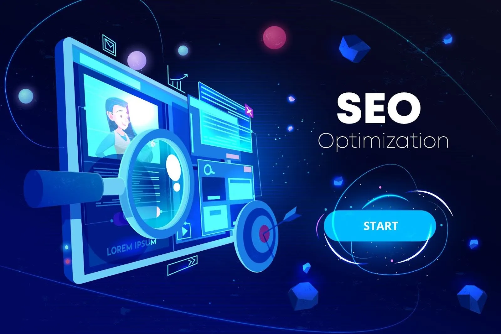 web development and seo solutions on computer display