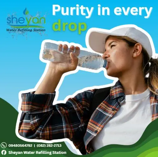 a girl drinking fresh water 